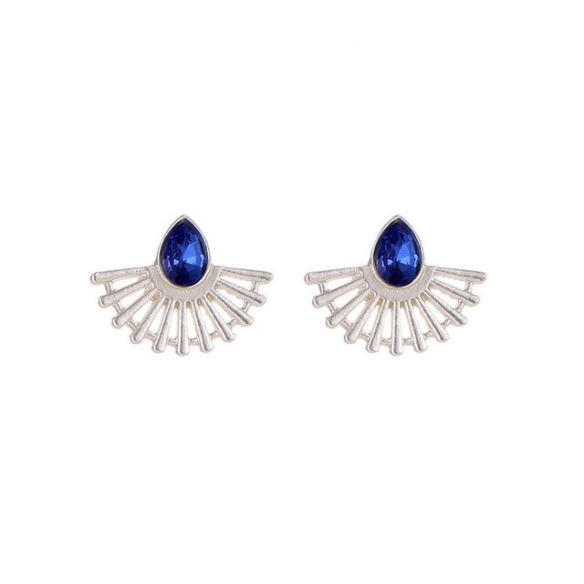 Blue Gemstone Fan Earrings