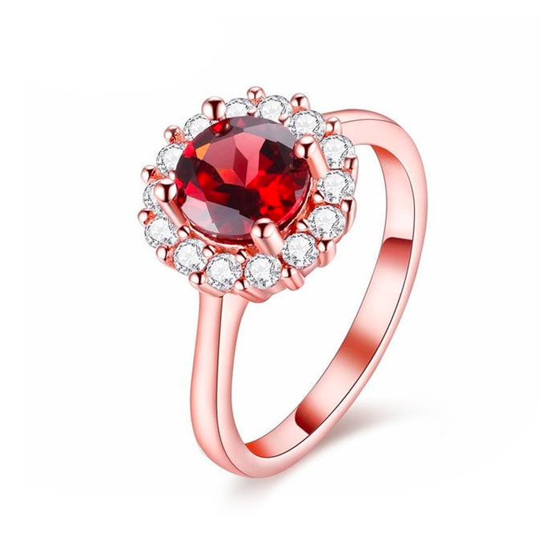 Garnet Flower Ring